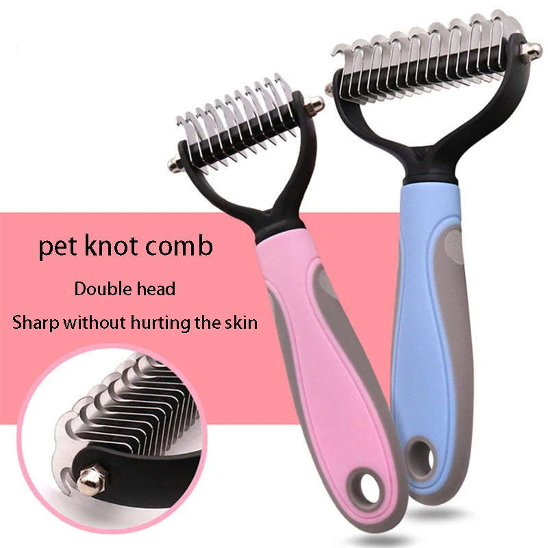 2 Sided Professional Pet Deshedding Brush Dematting Dog Comb Cat Brush Rake Puppy Grooming Tools Undercoat Shedding Flying Hair - imagen 5