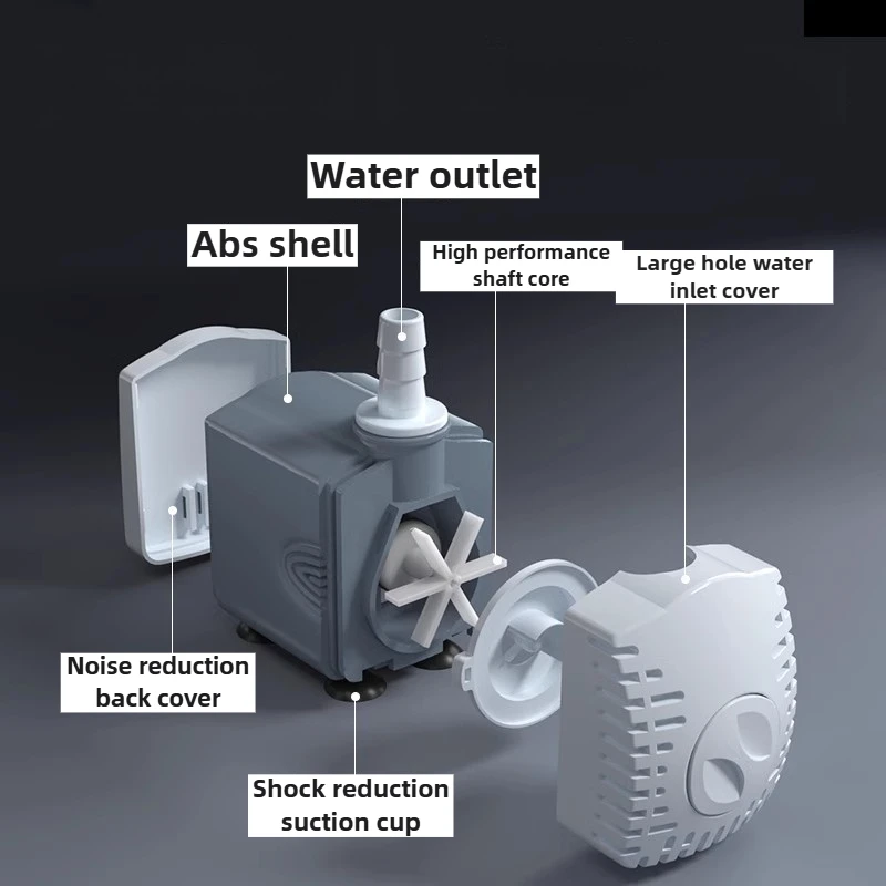 Mini bomba de agua para pecera, bomba sumergible ultrasilenciosa para acuario, bombas de succión inferiores para circulación de agua, suministros ajustables para mascotas - imagen 4