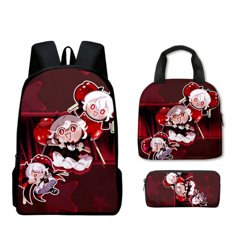 3 uds Cookie Run: Kingdom Shadow Milk Cookie bolso escolar dibujos animados Anime estudiante lápiz bolsa de almuerzo regalo de cumpleaños para niñas niños - imagen 3