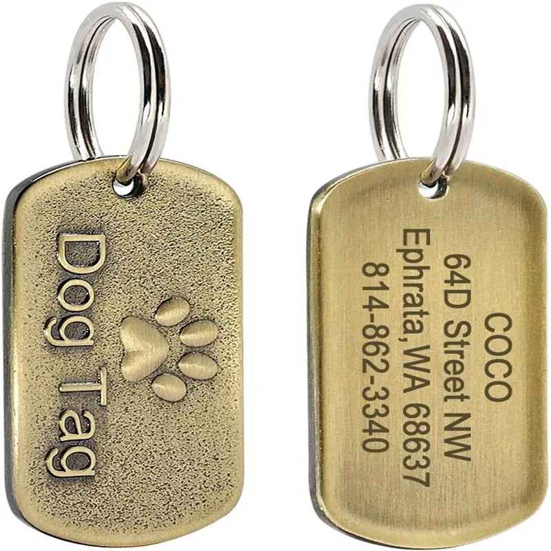 Personalized Engraved Pets ID Tag for Dog Cat Bronze Nameplate Tags Customizable Anti-lost Address Number Dogs Collar ID Pendant - imagen 3