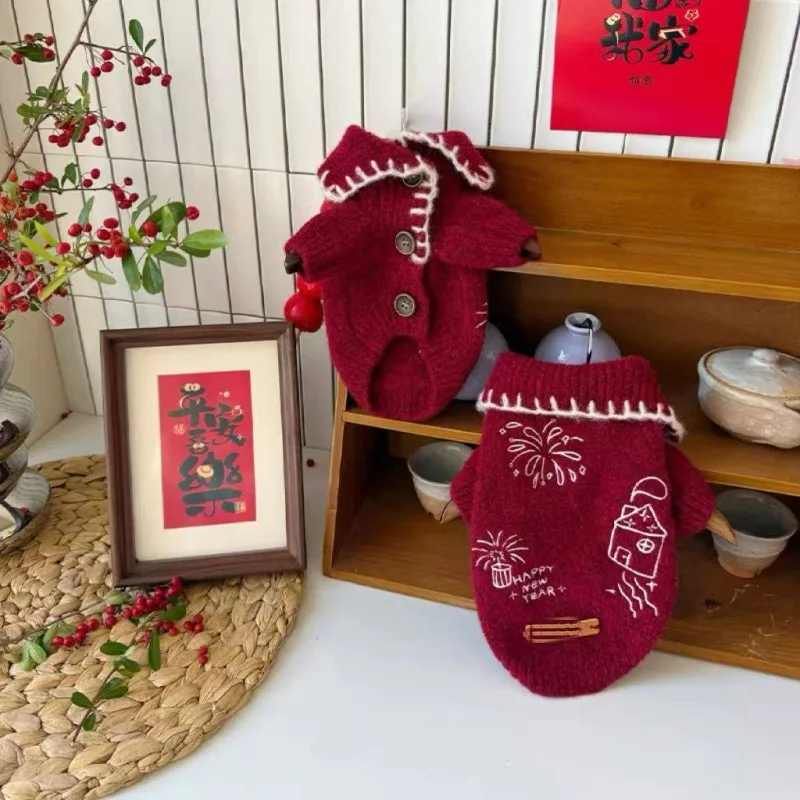 Suéter para mascotas, suéter navideño para perros y gatos, suéter de punto colorido cálido y cómodo para otoño e invierno, tiras rojas y verdes