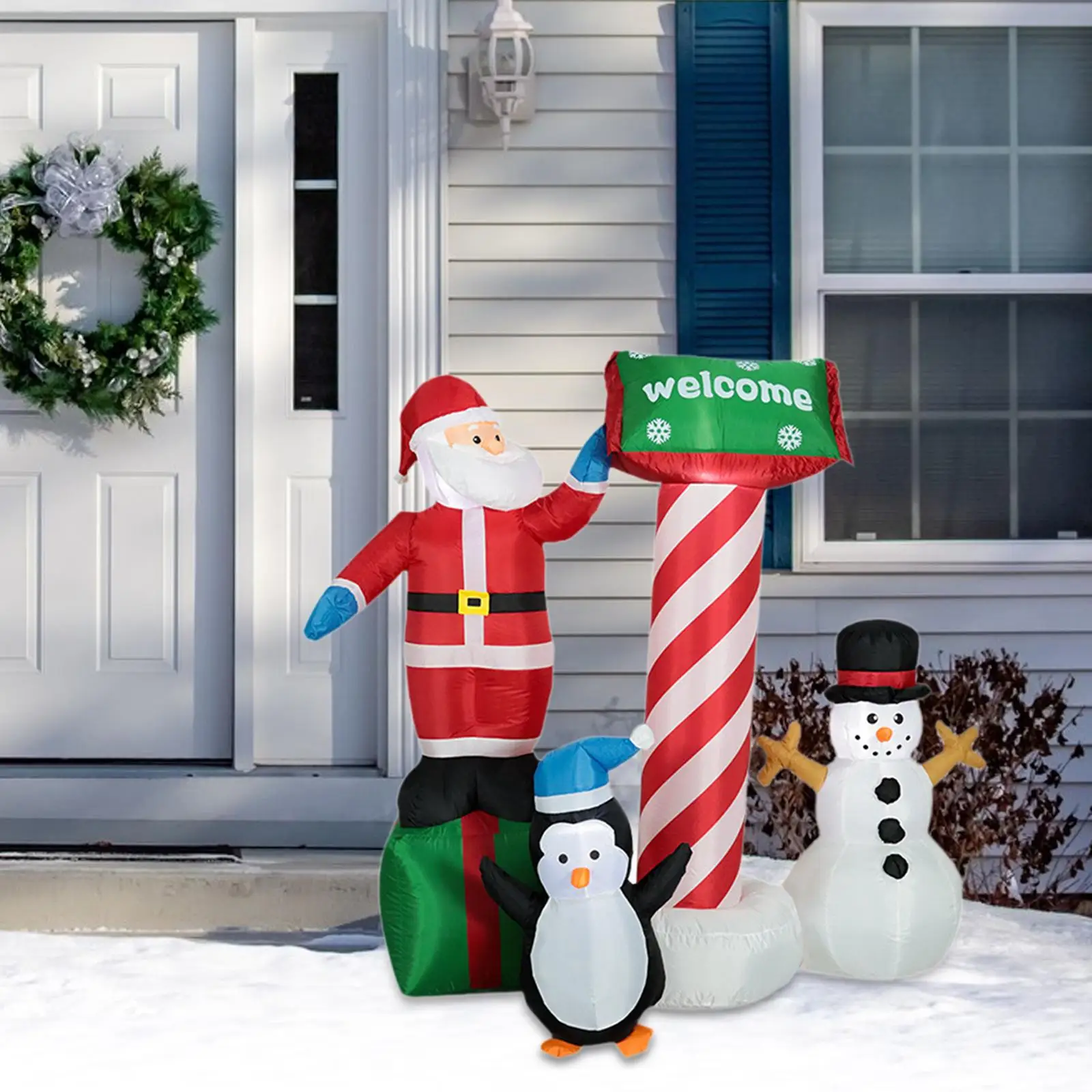 Decoración navideña inflable de Papá Noel, divertida, con LED incorporado, decoración navideña, pingüino inflable de muñeco de nieve para vacaciones, Navidad, césped - imagen 3