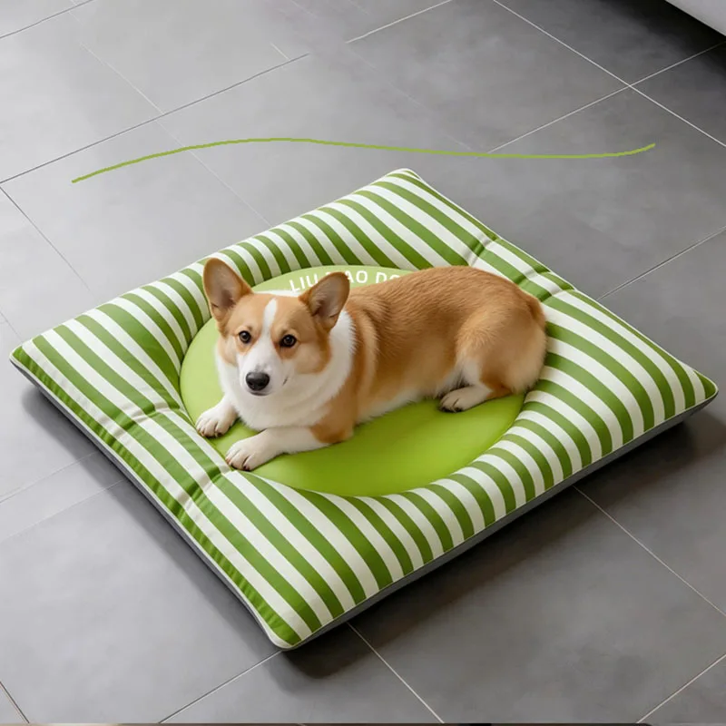 Colchoneta reversible a rayas para perros y gatos – Suave y lavable - imagen 2