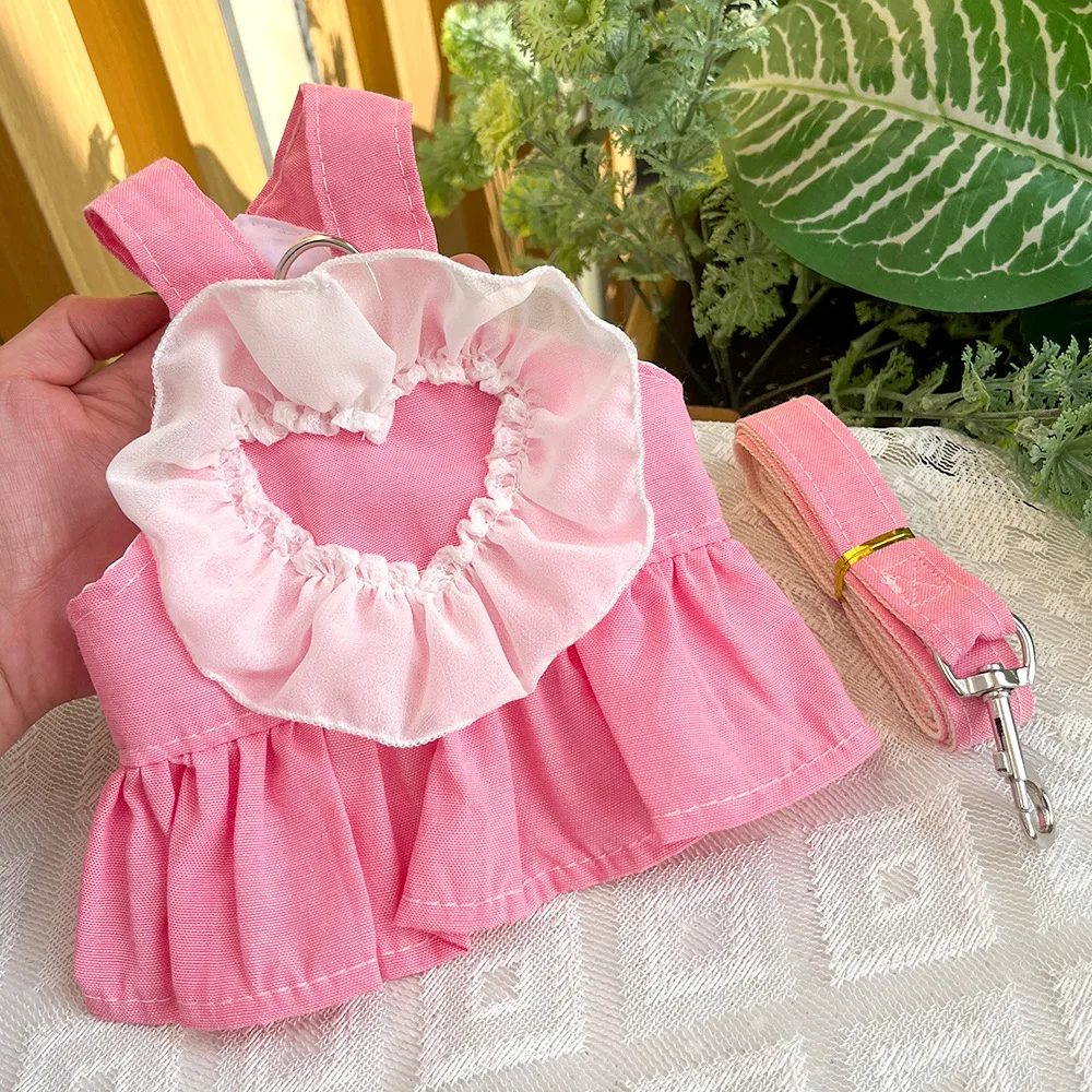 Falda de princesa de primavera para mascotas, falda con tirantes de vaquero de amor de encaje, ropa para perros pequeños y medianos, ropa para cachorros y gatos de peluche para perros pequeños - imagen 4