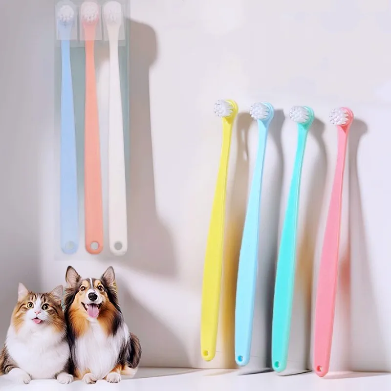 Cepillo de dientes para perros, 3 uds., cabezal redondo pequeño, cepillo de dientes para mascotas, cepillos de dientes de pelo suave para limpieza de dientes de perro, cepillos de dientes para gatos, productos para mascotas - imagen 3