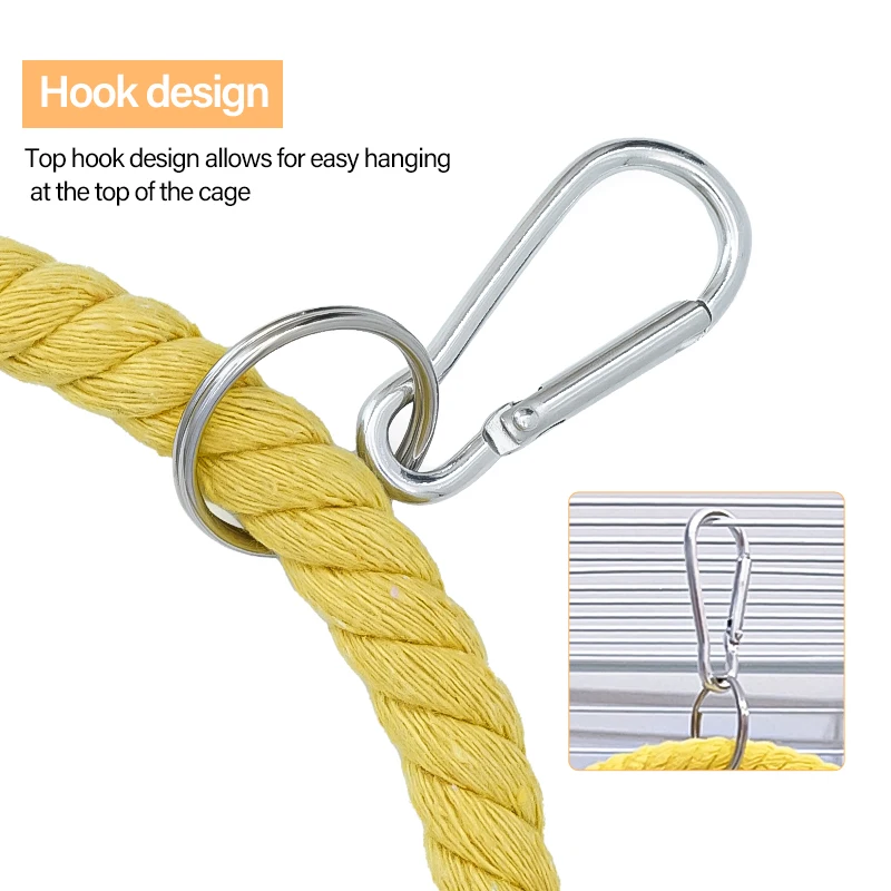 Jaula para loros y pájaros para mascotas, juguete para loros, cuerda de algodón, anillo circular, soporte para masticar, mordedura, columpio colgante, juguetes para juego de escalada - imagen 3