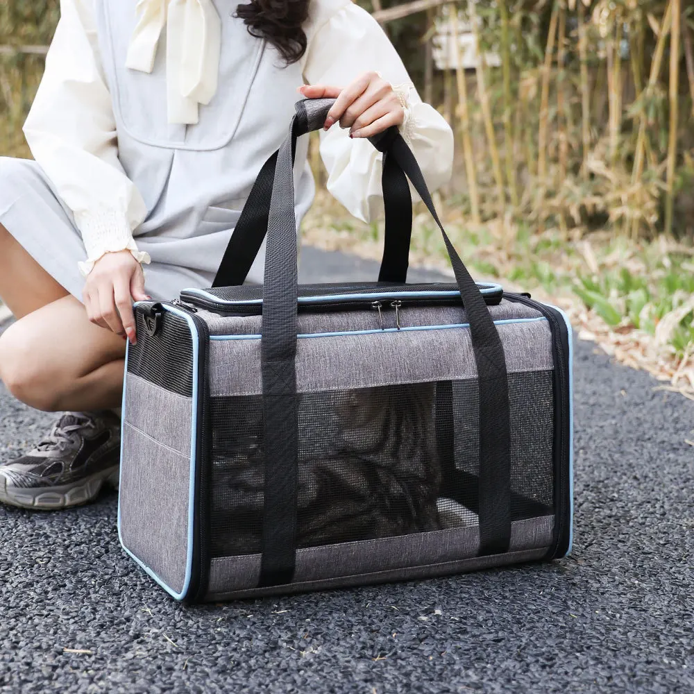 Bolsa transportadora para perros y gatos para mascotas de hasta 16 libras, bolsa para gatos de gran capacidad de lado suave, transportadores de animales, transporte para cachorros de viaje - imagen 5