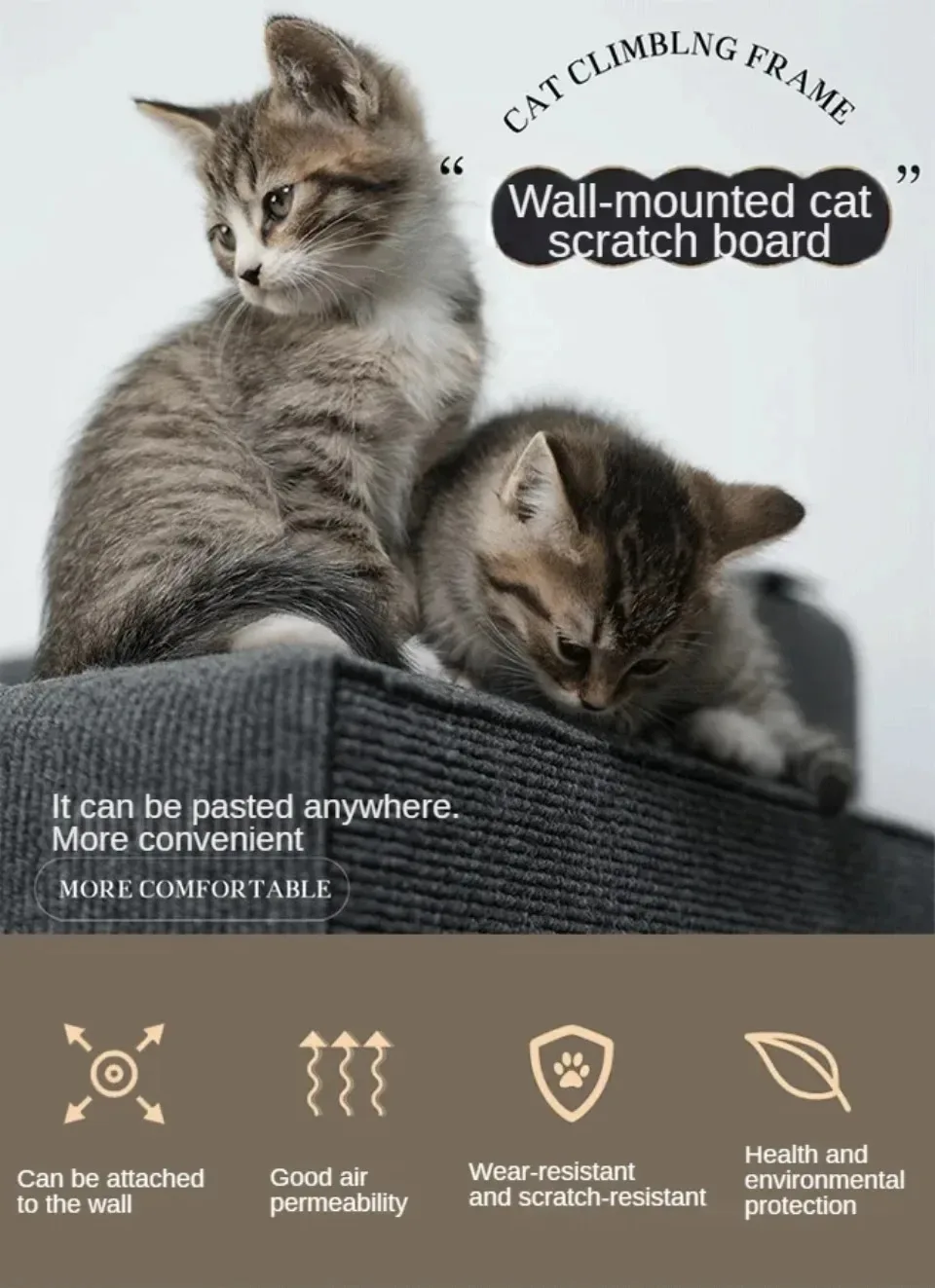 REPUESTO autoadhesivo versátil, fácil de usar para árboles, muebles de pared para gatos, postes para rascar y protección de sofá, 2 paquetes - imagen 3