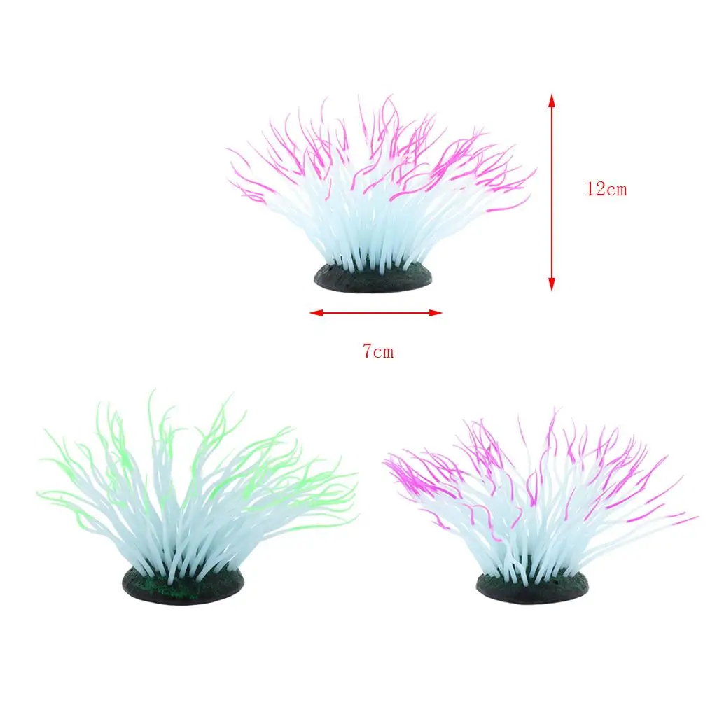 Artificial Sea Anemone Ornament Glowing Effect Silicone Landscape for Fish Tank Aquarium