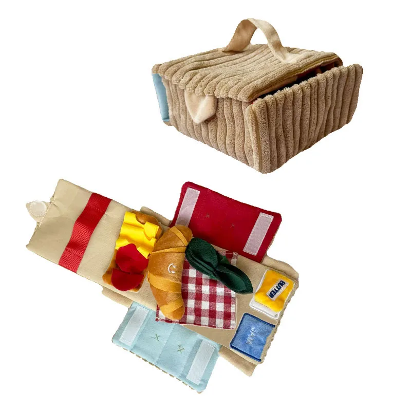 Juguete de peluche para mascotas, caja de Picnic, conjunto de croissant, juguete para mascotas BB llamado, comida oculta, juguetes interactivos para perros pequeños, accesorios para cachorros - imagen 5