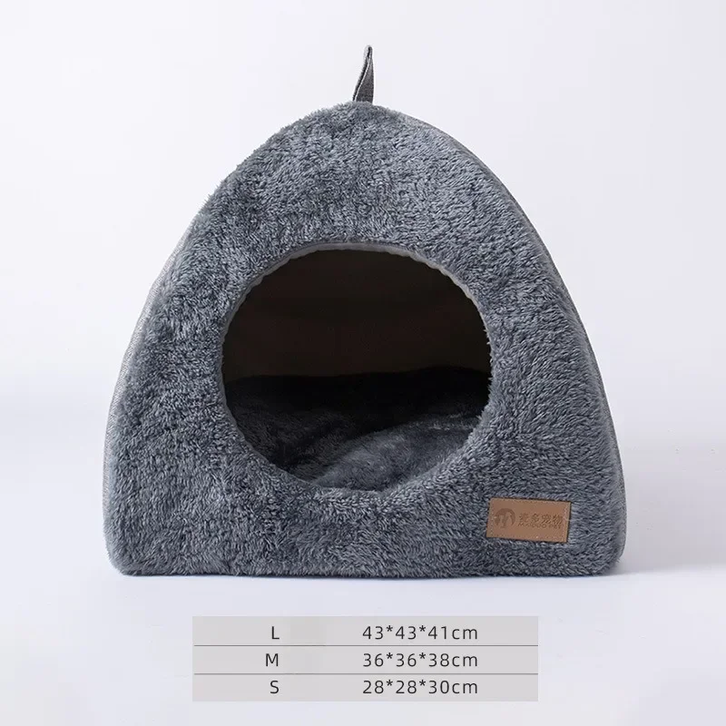 Nuevo nido triangular para gatos, casa cerrada para gatos, nido para mascotas, nido para perros de sueño profundo cálido y grueso, suministros para mascotas, cama cerrada para gatos, tiendas para gatos - imagen 3