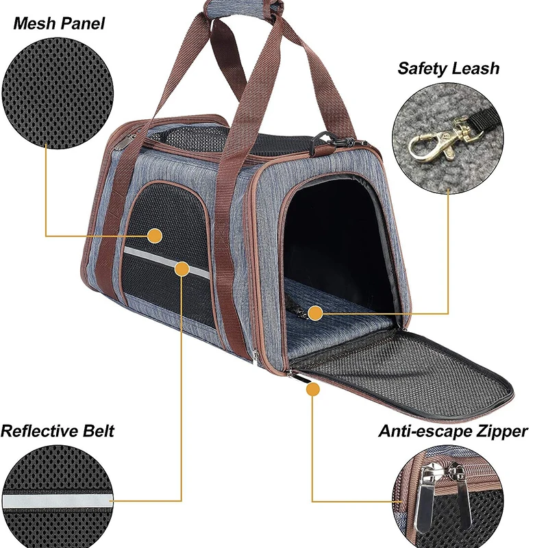 Benepaw-Bolsa de transporte para mascotas, cómoda, suave, duradera, ligera, transpirable, con ventana, para cachorros, gatos y perros pequeños - imagen 5