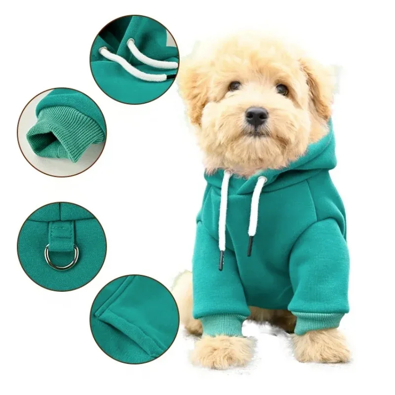 Sudadera con capucha para perro, chaleco para perro pequeño y mediano, sudadera para exteriores, Bulldog, Husky, forro polar cálido, disfraz para cachorro y gato - imagen 2