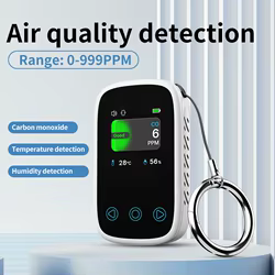 Mini probador calidad aire 3 en 1 mide CO, temperatura y humedad
