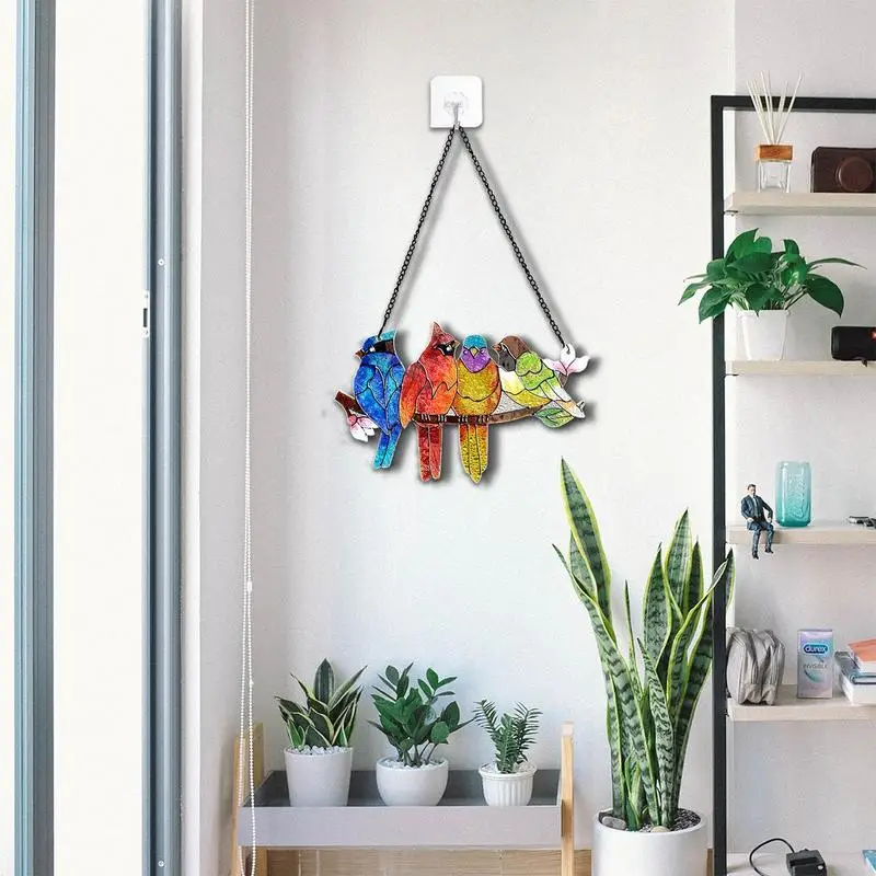 Atrapamoscas de cristal para ventana de interior, atrapamoscas de pájaros vívidos en rama, colgadores de luz, adorno para ventana - imagen 4