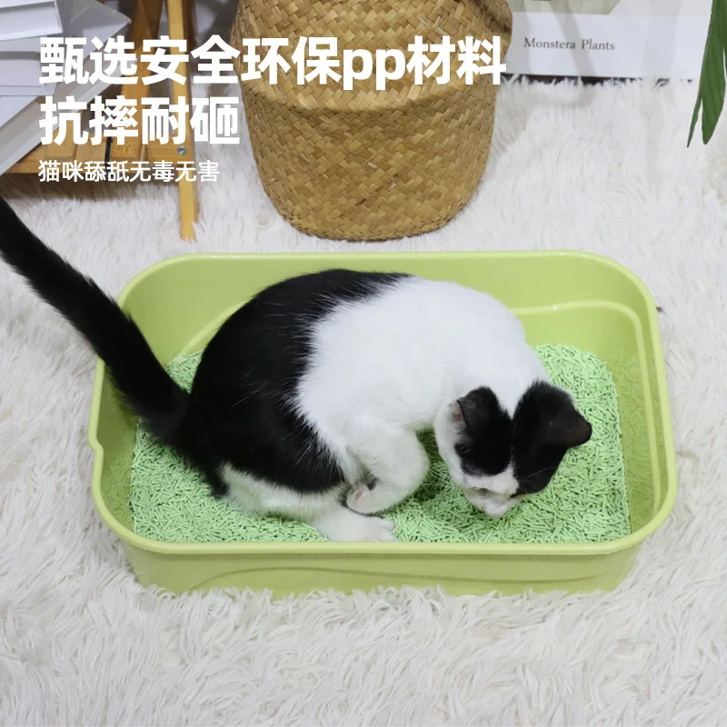 Caja de arena semicerrada para gatos con lados altos antisalpicaduras - imagen 2