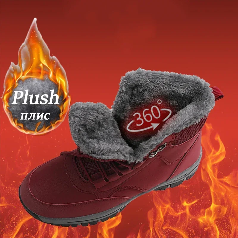 Botas de nieve impermeables para hombre y mujer, zapatos de deporte de cuero, súper cálidos, para exteriores, senderismo, trabajo, Size37-47 - imagen 3