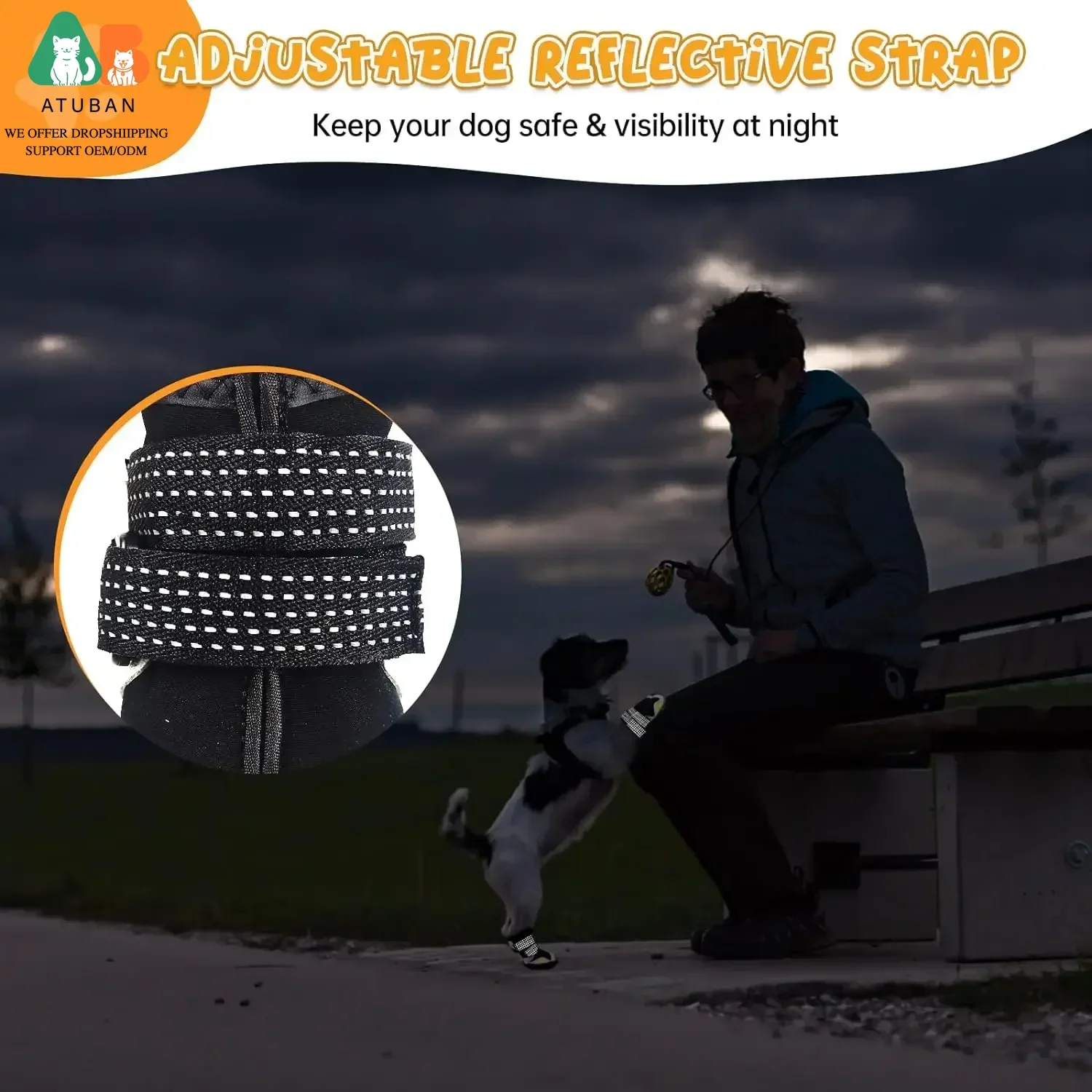 Zapatos para perros ATUBAN para perros de gran tamaño, botas impermeables para perros medianos y grandes, para pavimento caliente, invierno, nieve, senderismo, elástico transpirable - imagen 5