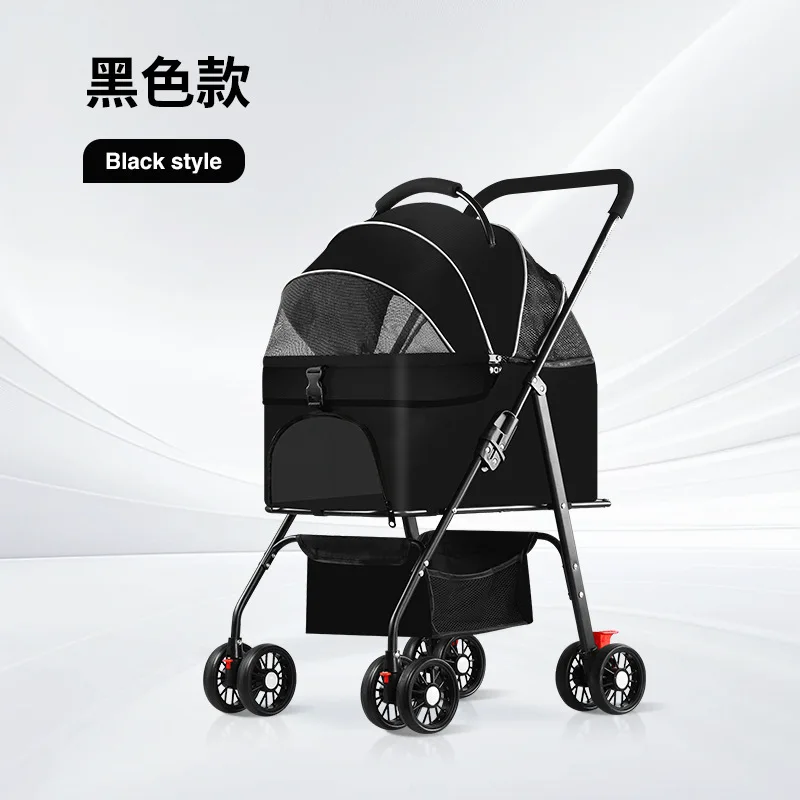 Cochecitos para mascotas, cochecitos para perros con separación plegable y ligero, bolsa para gatos, carrito para perros con empuje, productos para mascotas, carritos para poner con una sola mano - imagen 5