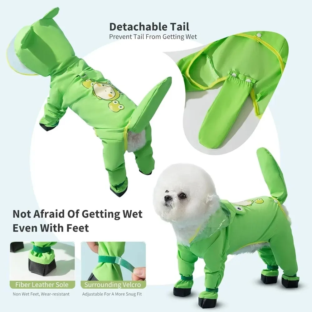 Impermeable para perros con capucha reflectante – Chaqueta dinosaurio - imagen 2