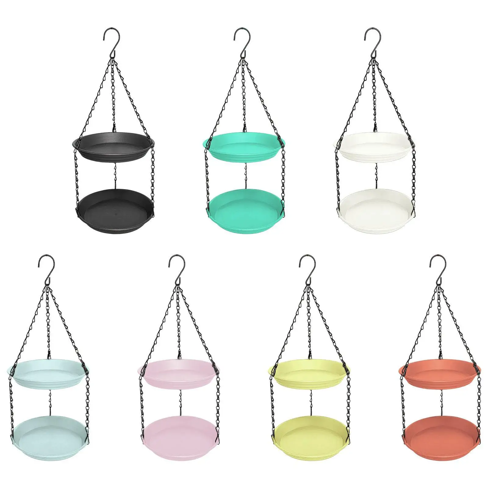 Hanging Bird Feeder Ornament with Double Plate Patio Large Capacity Bird Lovers Garden Garden Yard Decoration Accessories