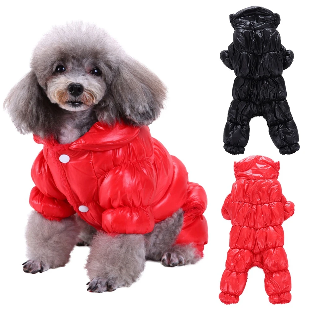 Ropa de invierno para perros, monos a prueba de viento para perros pequeños, abrigo de plumón para cachorros, chaqueta impermeable gruesa, Parka, mono para perros, trajes para mascotas - imagen 3