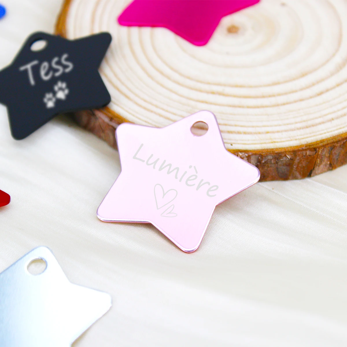 Etiqueta de identificación de perro grabada, Collar personalizado para mascotas, colgante de pentagrama, nombre, número, etiqueta de identificación de mascota antipérdida, etiquetas personalizadas para cachorros y gatos - imagen 4