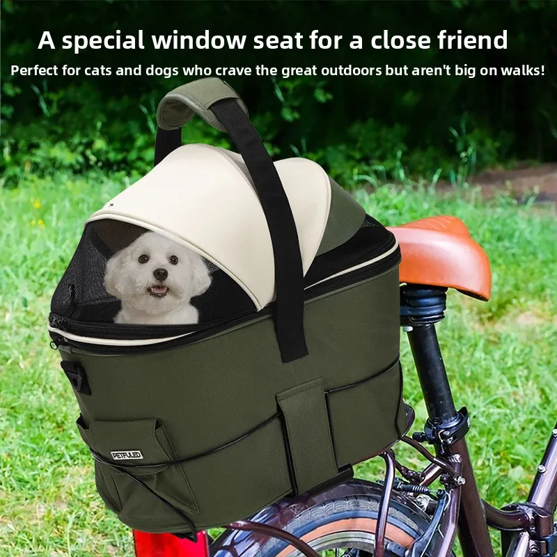 Cesta para mascotas para ciclismo, bolsa portátil trasera para gatos y perros, bolsa transportadora de seguridad transpirable para mascotas, suministros para perros