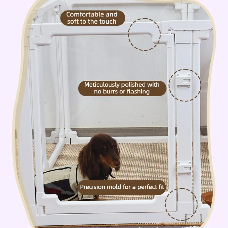 Puerta de valla transparente para perros de 70CM de alto, jaula de aislamiento portátil para perros, parque interior, paneles de vallas para mascotas de empalme gratis, suministros de lujo - imagen 4