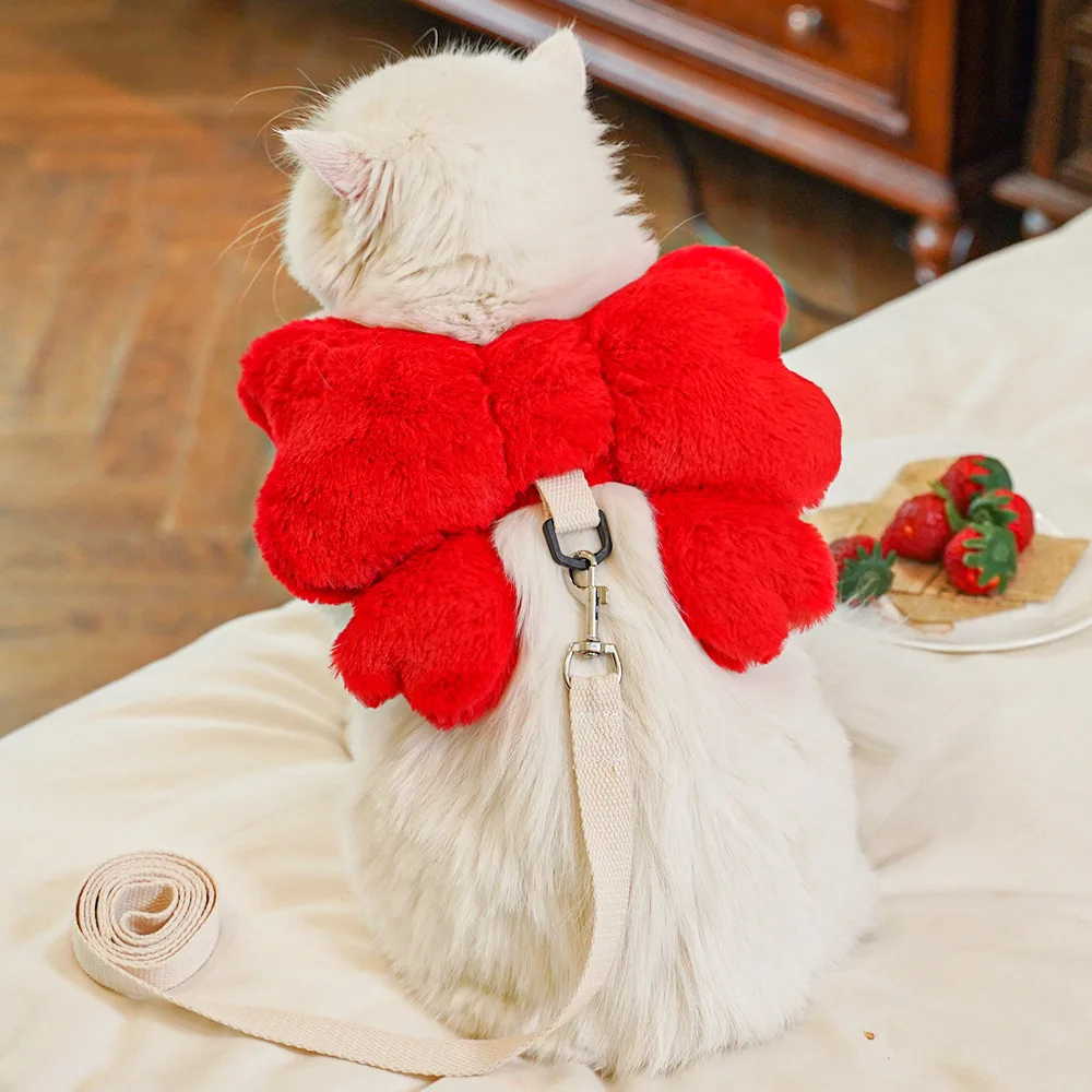 Correa para el pecho con lazo para mascotas, cuerda de tracción para caminar, cuerda para perros y gatos, para salir, bonito arco, mochila, accesorios para perros - imagen 4