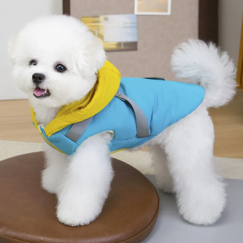 Ropa para perros, disfraz sin mangas de invierno, chaleco con capucha, chaqueta de plumón para perros pequeños, traje de Corgi, ropa, abrigo con arnés para cachorros XL - imagen 3