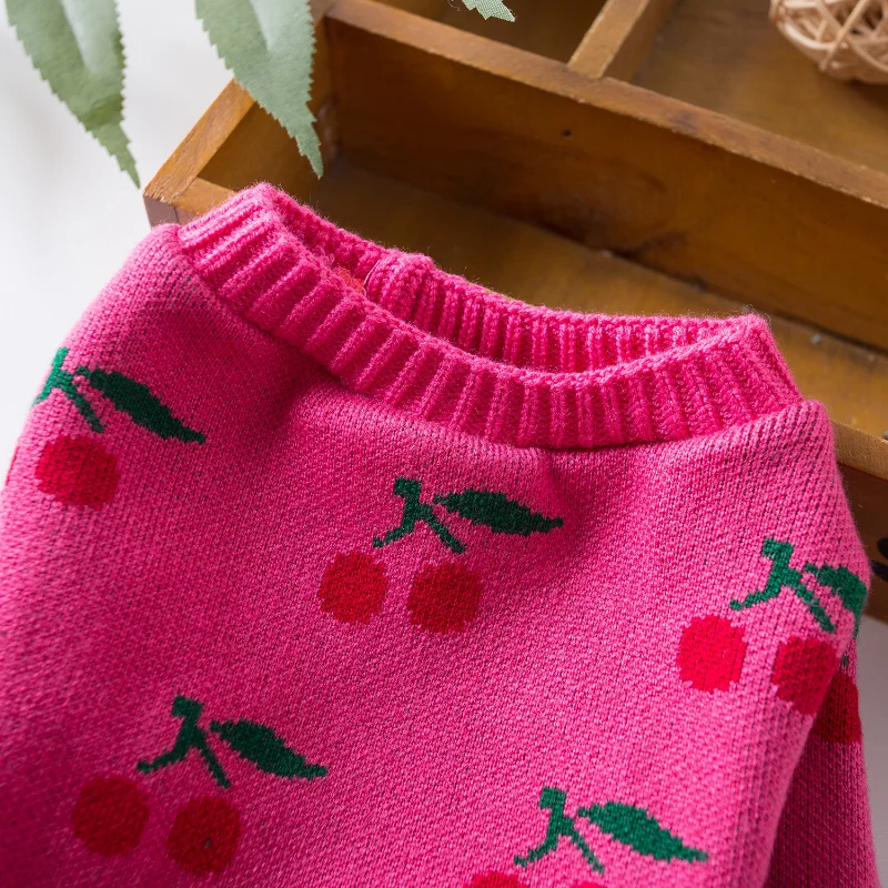 Ropa para perros de compañía, cuello alto de invierno, ropa de Navidad para perros pequeños, suéter de cereza bordado con rejilla de diamantes, ropa para cachorros, perro pequeño - imagen 3