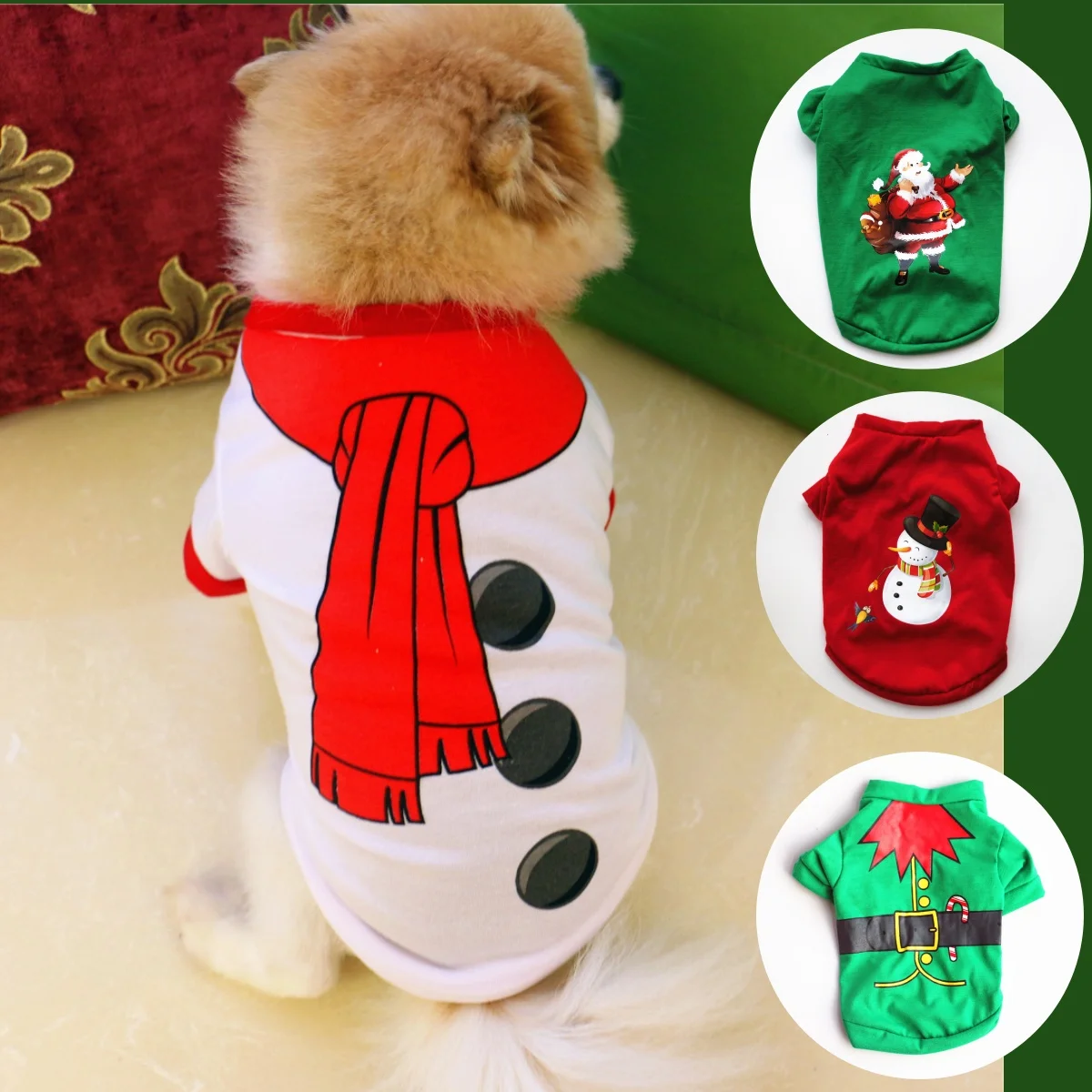 Ropa navideña para perros, disfraz de Año Nuevo para mascotas para perros pequeños y medianos, chaleco camisero de algodón cálido para ropa festiva de Chihuahua Yorkshire