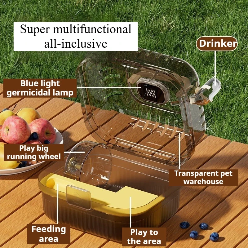Jaula portátil para hámster al aire libre, gran espacio, casa para hámster de mano, jaulas para hámster transpirables de plástico, casa grande, suministros para mascotas - imagen 3