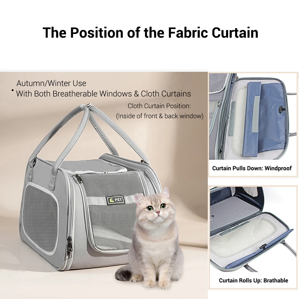 Transportín para gatos y perros pequeños, bolsa de viaje portátil y transpirable, plegable, a prueba de Escape, aprobado por la aerolínea - imagen 5