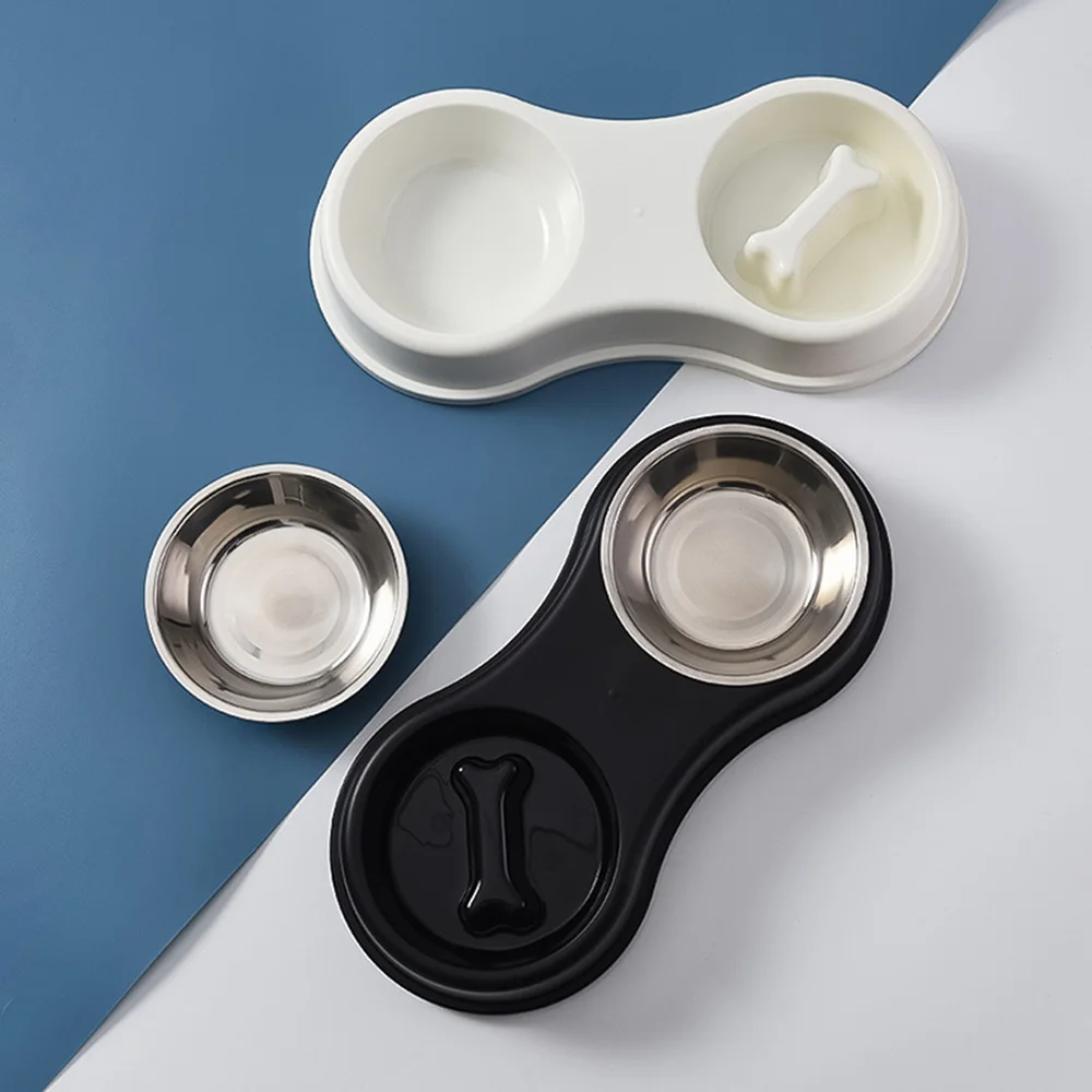 Cuenco alimentador lento para mascotas, cuenco doble de acero inoxidable, cuenco para comida para perros y gatos, plato alimentador antiastres para cachorros y gatitos, suministros duraderos para mascotas