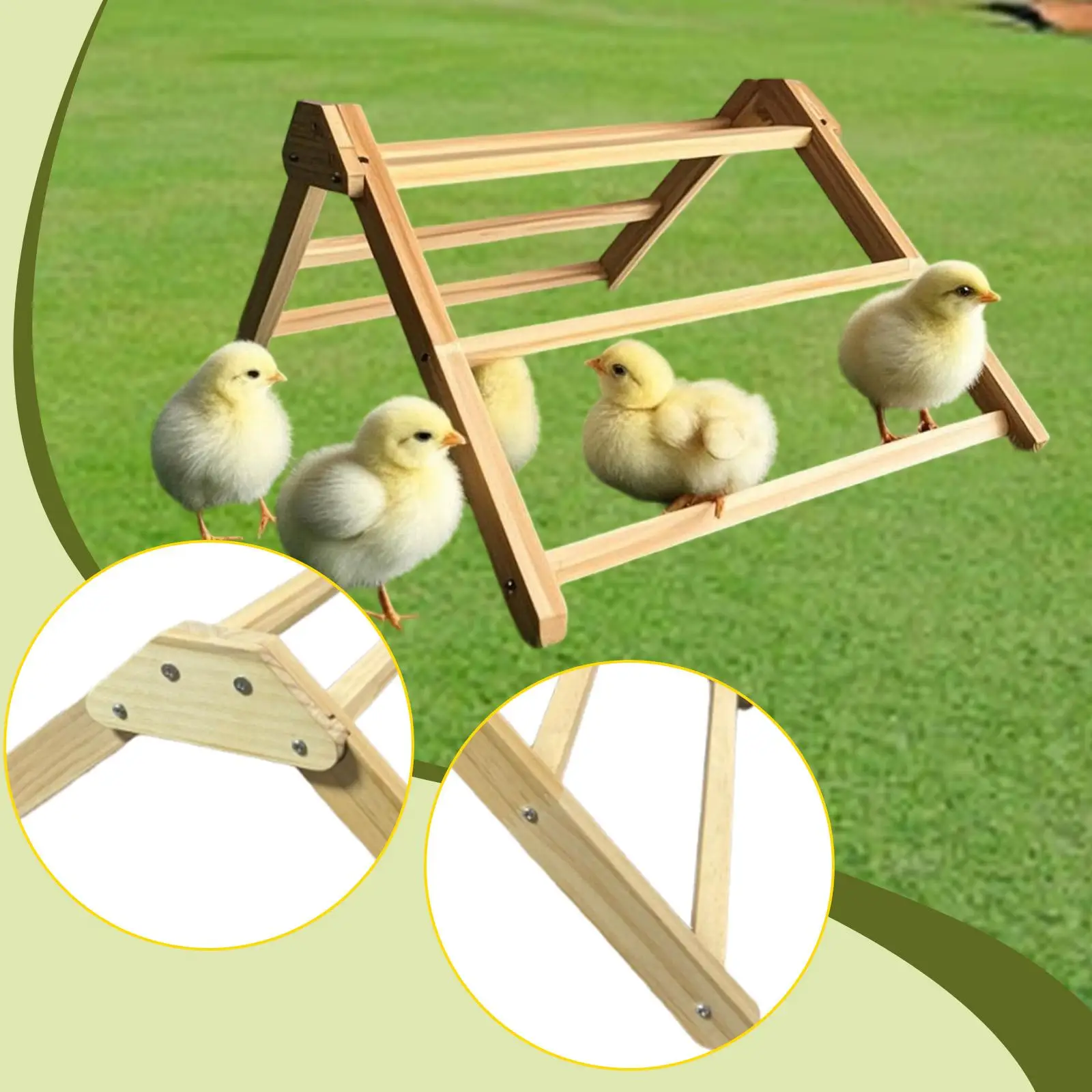 Chicken Roosting Perch Anti Slip Wooden Roosting Stand for Chicks Hen Birds