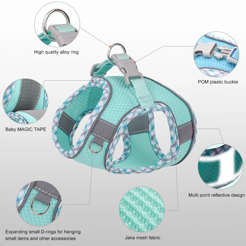 Cat Harness Vest Walking Leash For Small Dogs Reflective Mesh Dog Harness For Puppy French Bulldog Chihuahua Pug Chest Strap - imagen 3