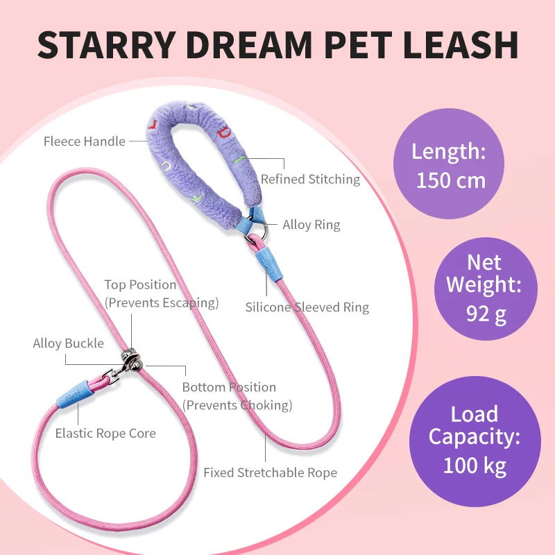 Correa para perro al aire libre colorida multifuncional del Día de San Valentín, correa para perro elegante con correa redonda y asa, cómoda y suave - imagen 3