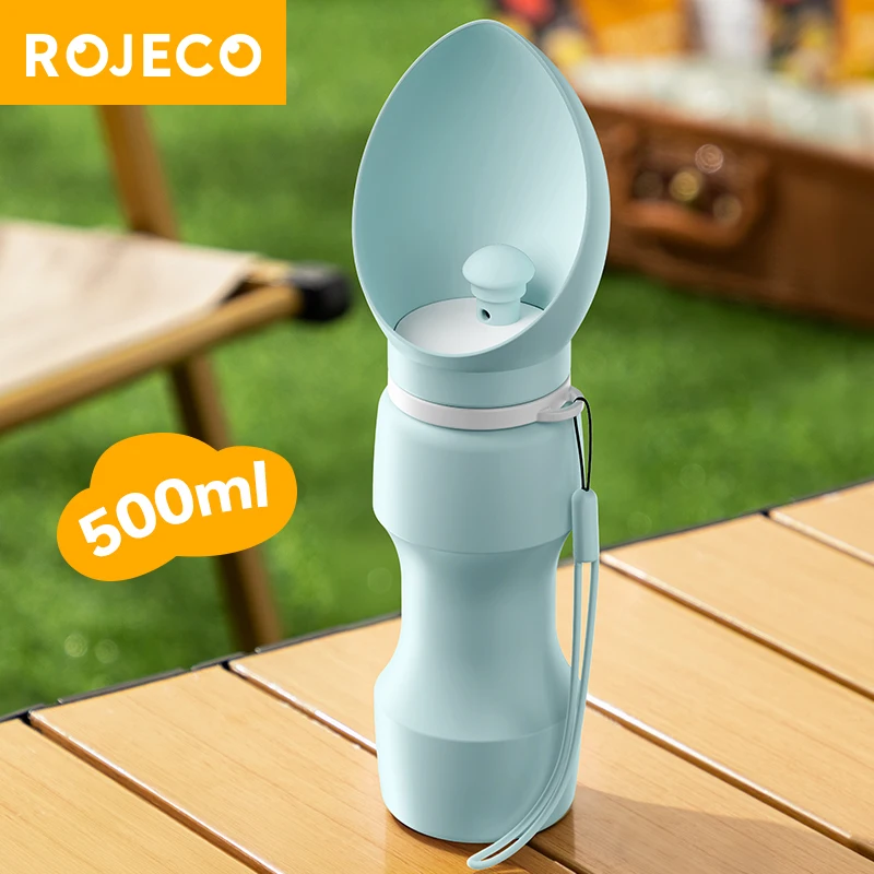 ROJECO-botella de agua plegable para mascotas, para perros y gatos, cuencos para caminar a prueba de fugas para exteriores, suministros para beber de silicona suave para perros