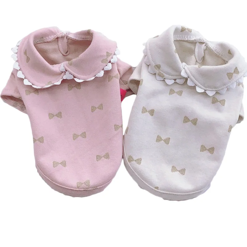 Ropa para perros con lazo bronceado, disfraz rosa y Beige, sudaderas con capucha, camiseta para perros pequeños, sudadera para cachorros de perro salchicha Chiwawa, camisa XS