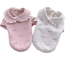 Sudadera con capucha y lazo para perro pequeño – Rosa y beige