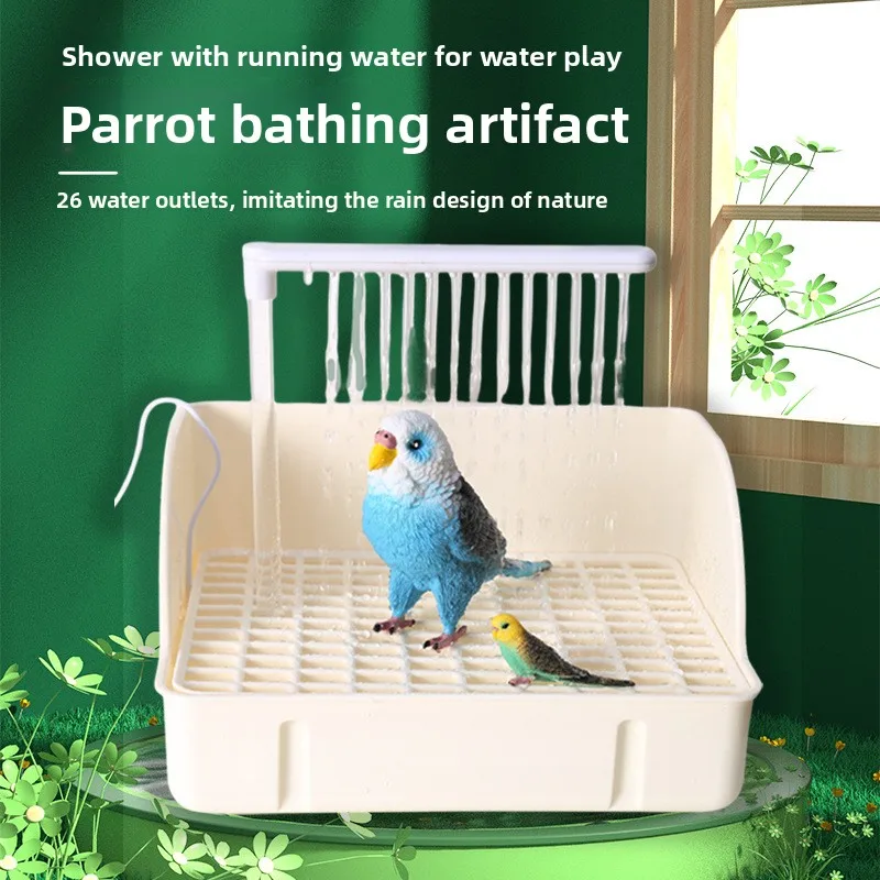 Caja de baños para pájaros, lavabo de baño para loros, circulación automática de agua de lluvia, artefacto de baño Xuanfeng pequeño para el sol - imagen 3