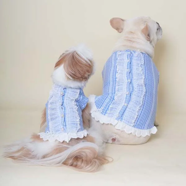 Chaleco con lazo de encaje a cuadros para mascotas, vestido transpirable para perros pequeños, Schnauzer, Teddy, ropa para cachorros pequeños - imagen 2