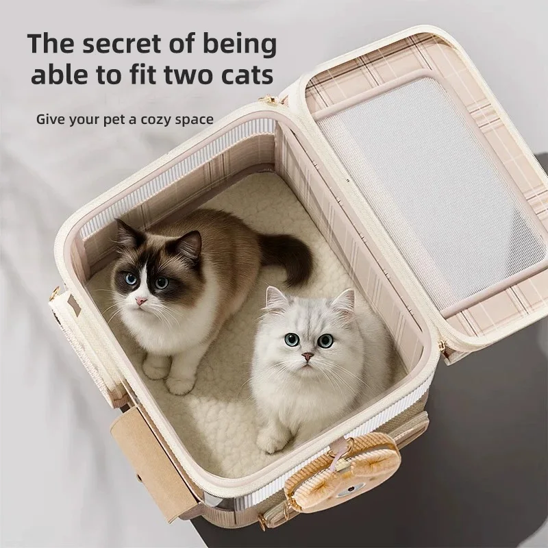 HOOPET Mochila convertible para transportar mascotas y bolsa con ruedas para gatos, perros pequeños, gran capacidad, 360 °   Ventilación, Doble Apertura - imagen 3