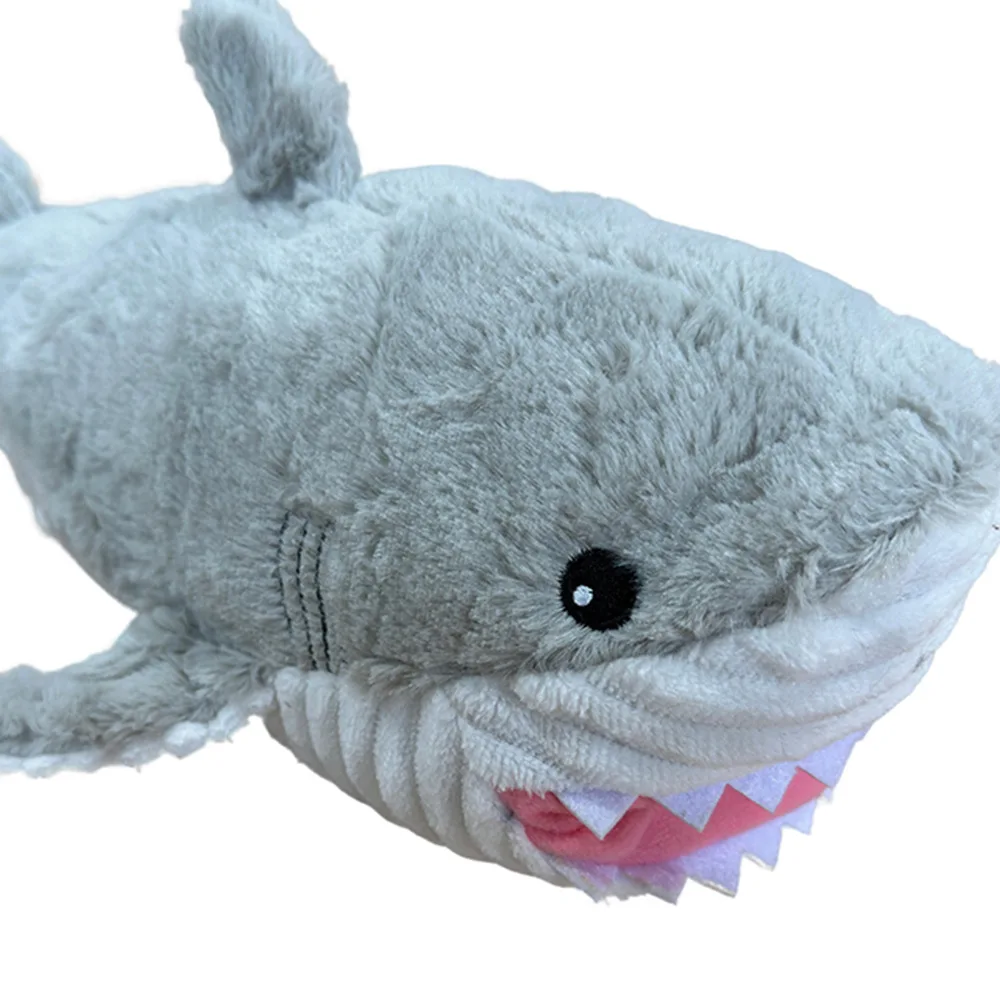 Juguete de perro de peluche de tiburón chirriante: juguete interactivo duradero antimordeduras para masticar, muñeco compañero de peluche suave para aliviar el aburrimiento,