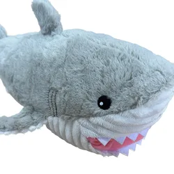 Juguete de perro de peluche de tiburón chirriante: juguete interactivo duradero antimordeduras para masticar, muñeco compañero de peluche suave para aliviar el aburrimiento,