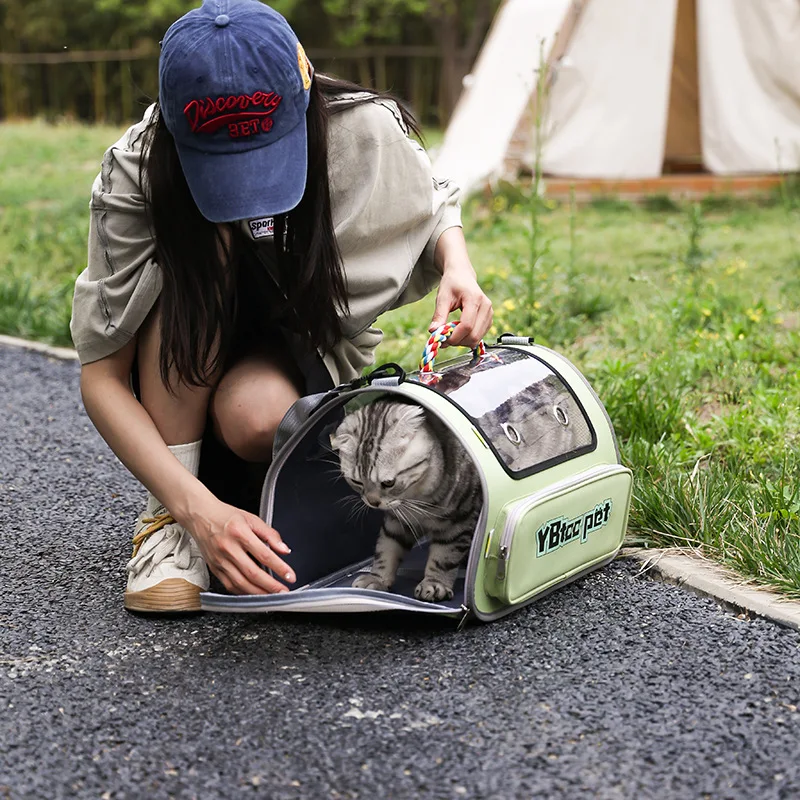 Bolsa portátil para gatos, bolsa oblicua portátil de gran capacidad, ventilada, transpirable, antiestrés, bolsas para mascotas de gran tamaño