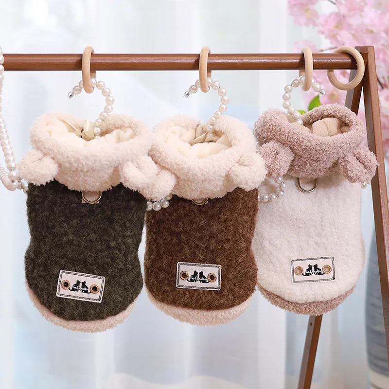 Abrigo con sombrero de oso de peluche para mascotas, Sudadera con capucha de otoño/invierno, oso de peluche, Yorkshire, abrigo de invierno para perros pequeños, abrigo grueso, ropa para cachorros