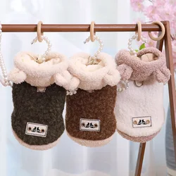 Abrigo de peluche con capucha de oso para perros pequeños Yorkshire